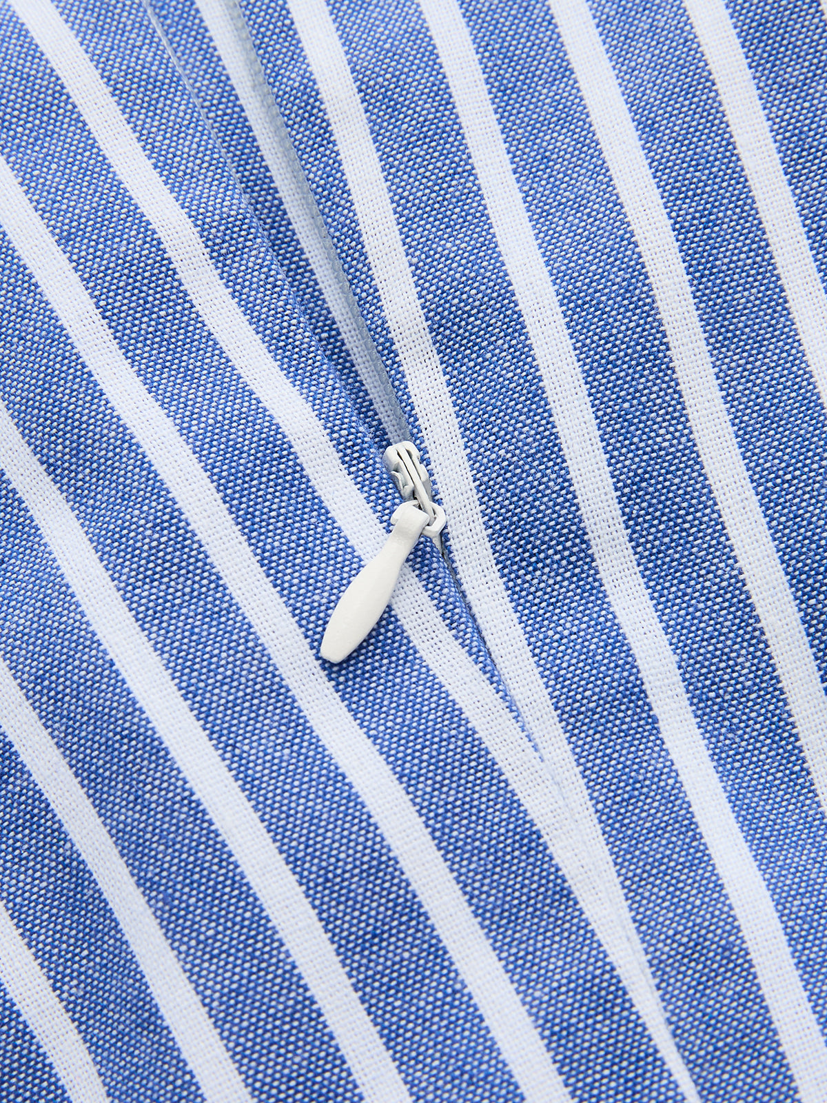 Striped Puff Sleeve Cotton Linen Mini Dress