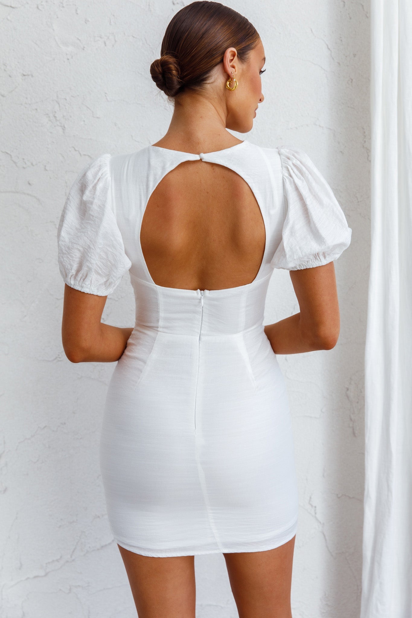 Aylina Scalloped Lace Mini Dress White