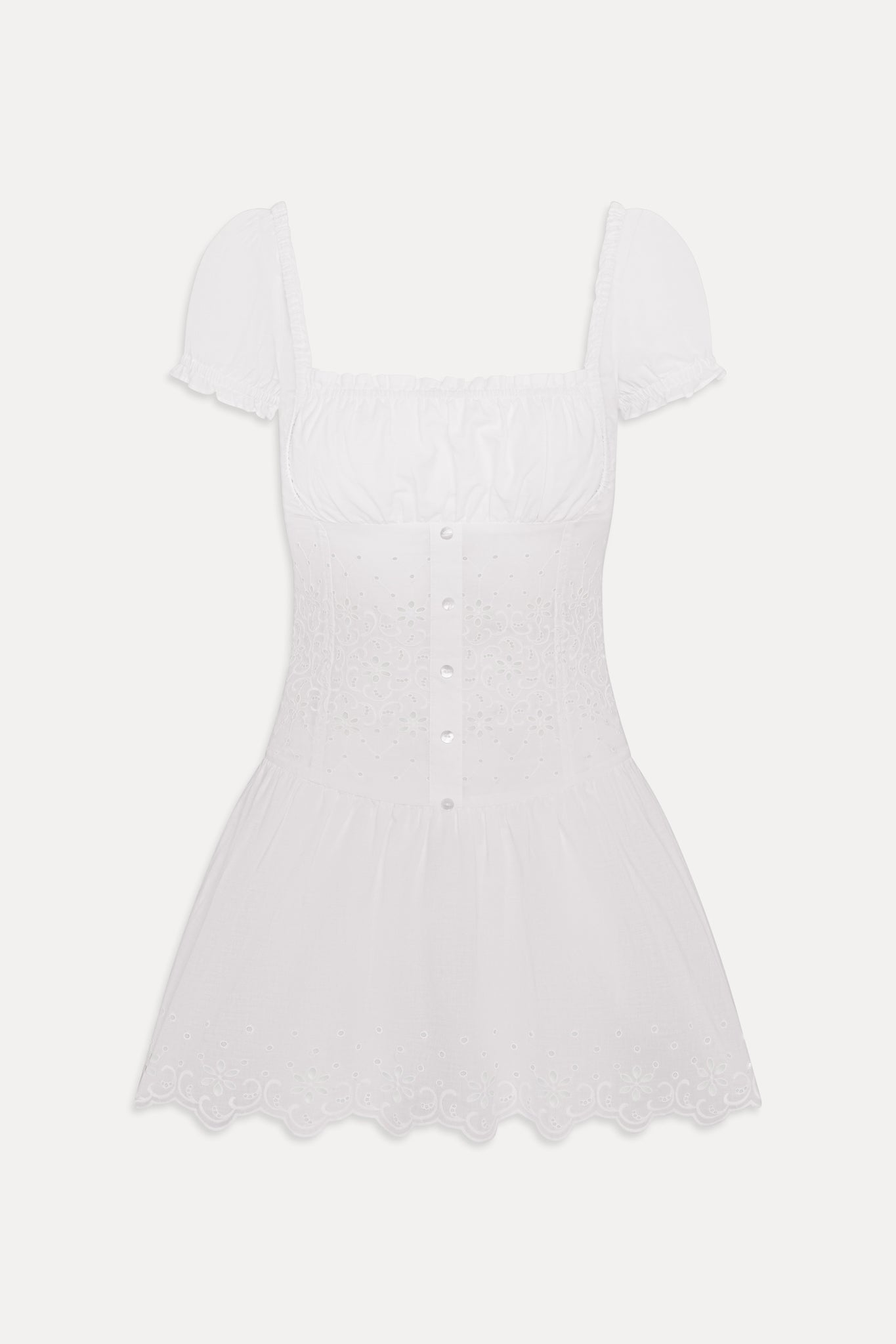 Lucien Cotton Embroidered Mini Dress - Optic White